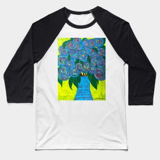 Blue Vase Bright Flowers Baseball T-Shirt